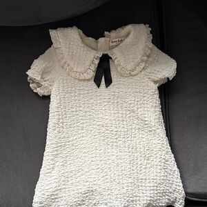 Cream Textured Kids Formal Dress